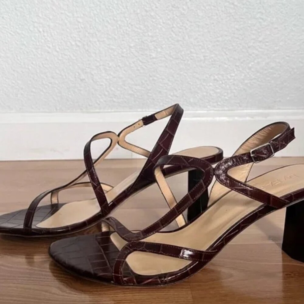BY FAR Brigette Brown Burgundy Strappy Heels
